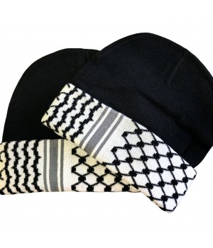 Keffiyeh Beanie Custom Palestine Knitted Hats with Keffiyeh Winter Warm Hats for Men and women