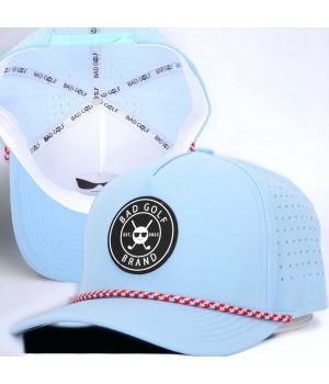 New Fashion Custom PVC Patch Logo 5 Panel Waterproof Polyester Sport Golf Hat,Laser Cut Perforated Dad,Rope Baseball Cap